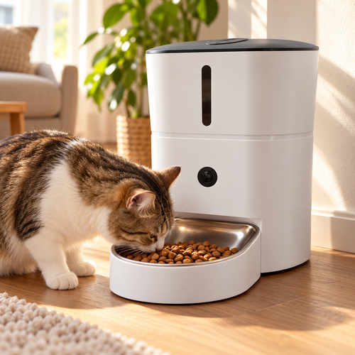 Lykke™ FeedLine 3L Smart Futterautomat mit Kamera – Katze beim Fressen