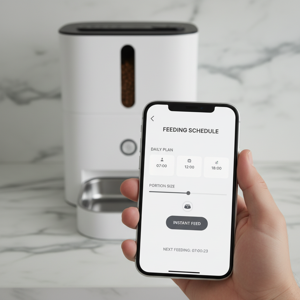  Lykke™ FeedLine 3L feeder app control interface on smartphone 