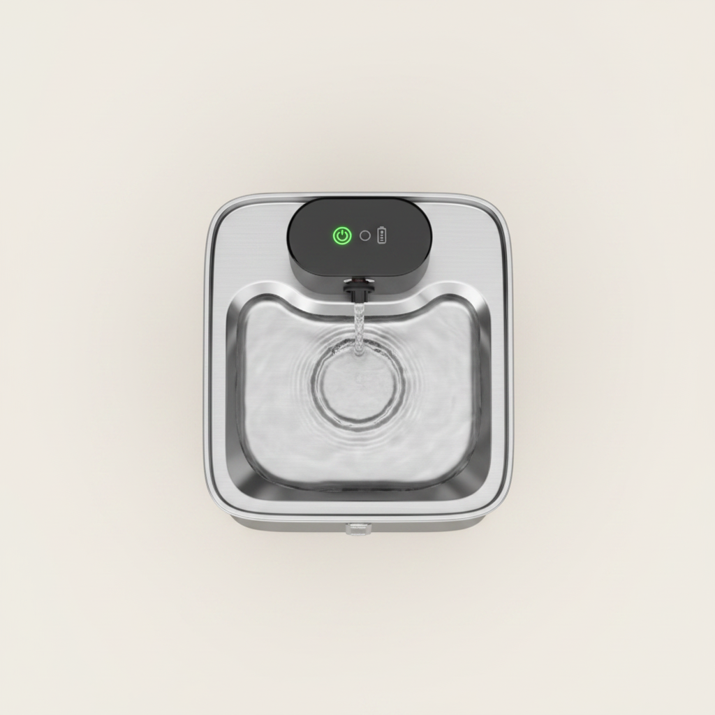 Lykke™ Rechargeable Smart Fountain – top view showing the water surface and pump module