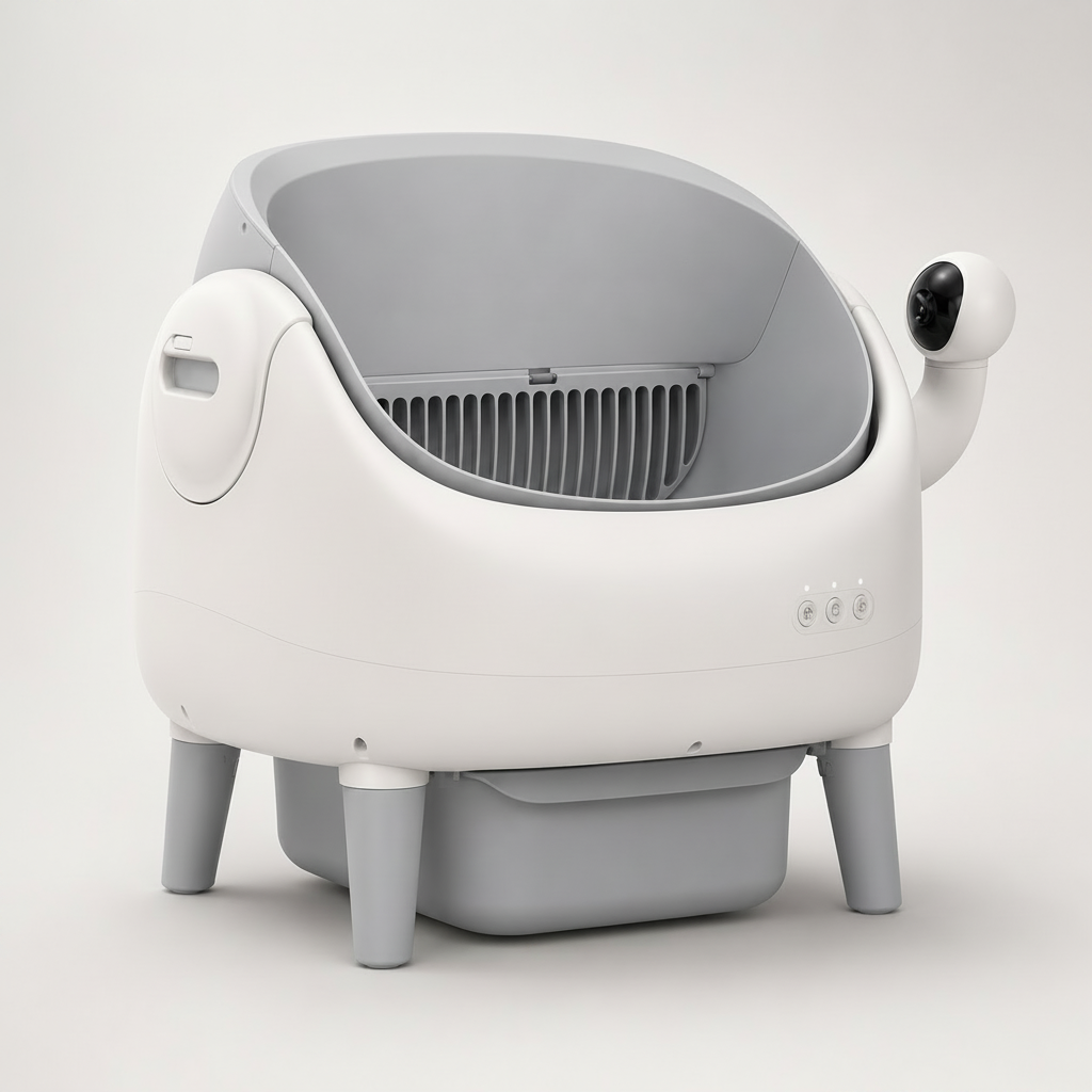 Lykke™ Smart Self-Cleaning Cat Litter Box — premium studio product design overview